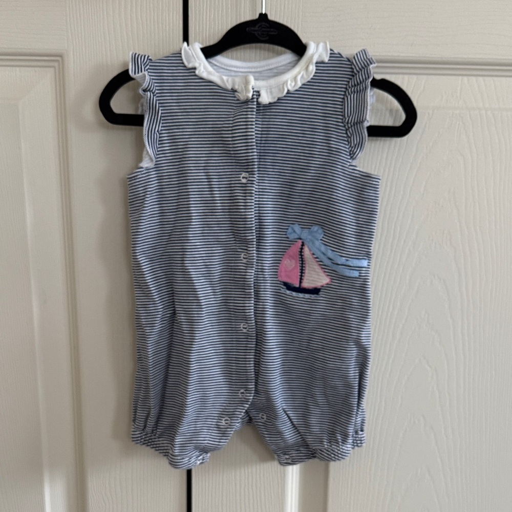 Little Me Striped Navy and White Outfit
